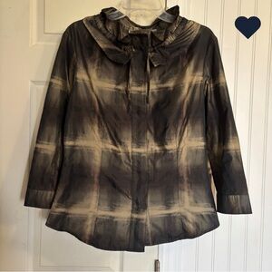 L.A.M.B. Fall 2007 Taffeta Patterned Lightweight Jacket Drawstring neck ruffle